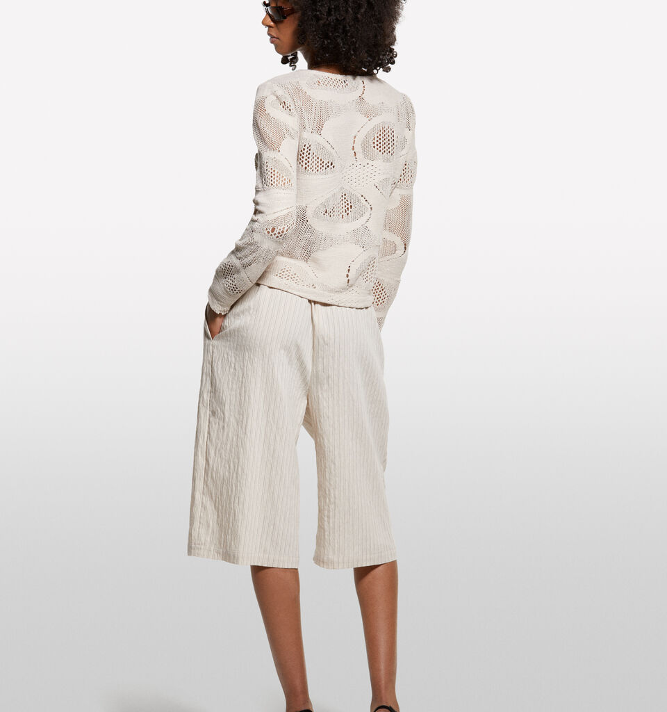 Bermuda rayé blanc crème - shorts pour femme - Crème | Sisley image number 2